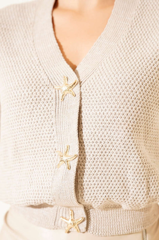 كارديجان بيج محبوك بأزرار على شكل نجم البحر