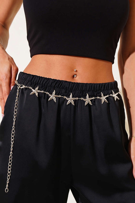 Ceinture chaîne argentée avec détail étoile de mer