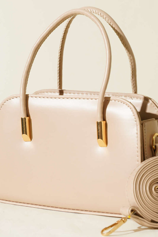 Leather Hand and Shoulder Bag Beige