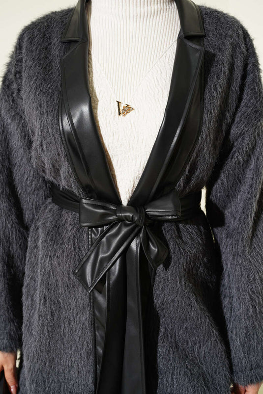 Leather Garnished Bearded Jacket Smoked