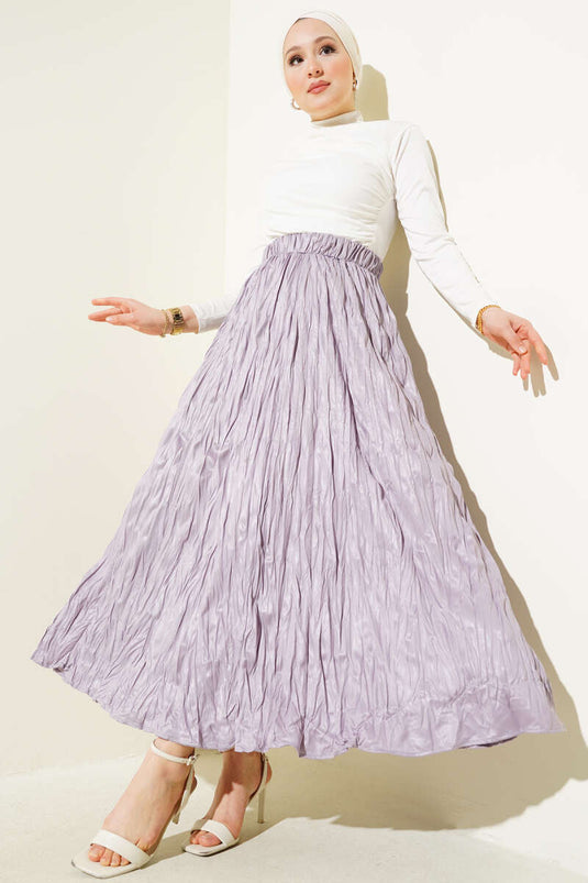 Jupe froissée aspect cuir lilas