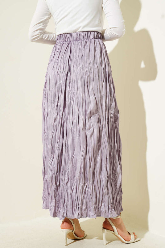 Jupe froissée aspect cuir lilas