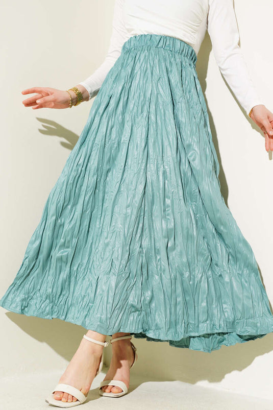 Leather Look Crinkle Skirt Mint