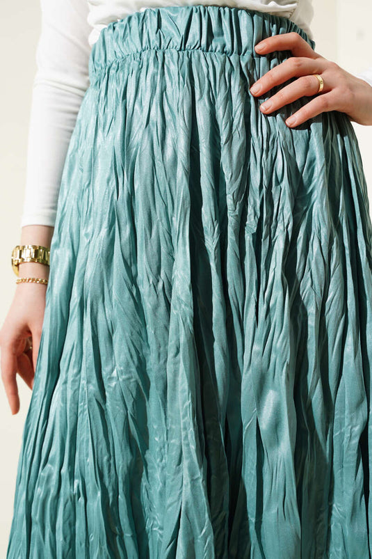 Leather Look Crinkle Skirt Mint
