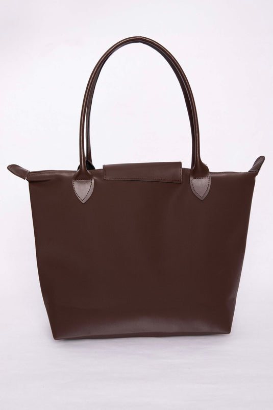 Leather Covered Hand & Shoulder Bag Brown