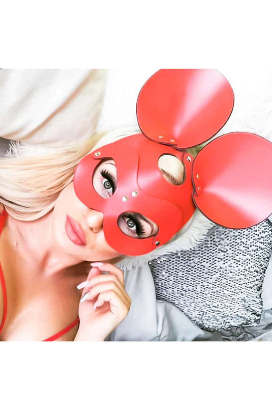 Masque Mickey en Cuir Rouge