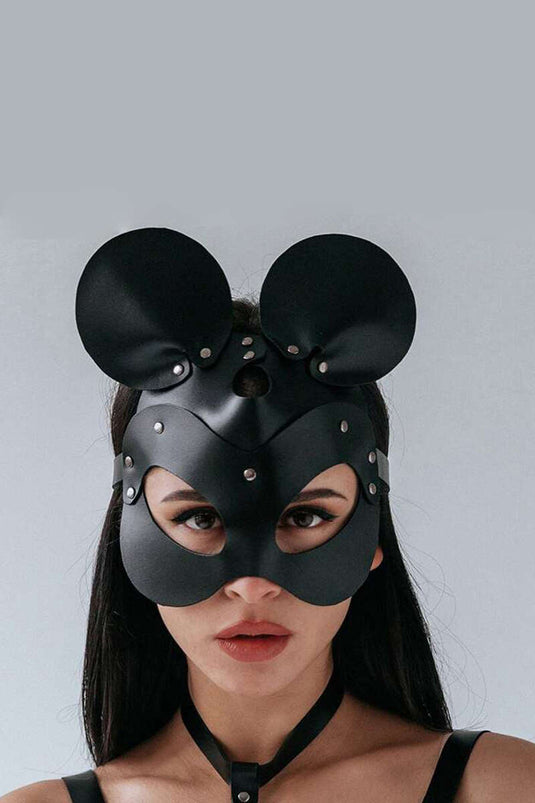 Leren Mickey Masker Zwart