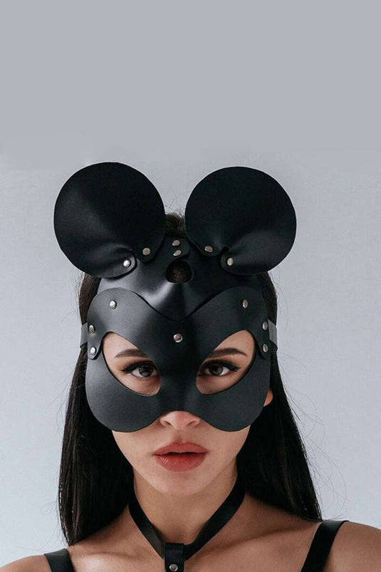 Masque Mickey en cuir noir