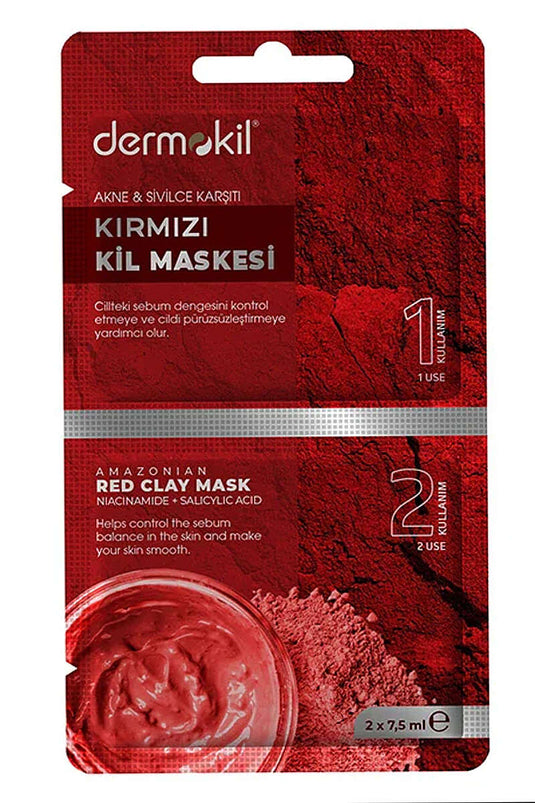 Dermokil Kırmızı Kil Akne ve Sivilce karşıtı Maske 2x7.5 ml