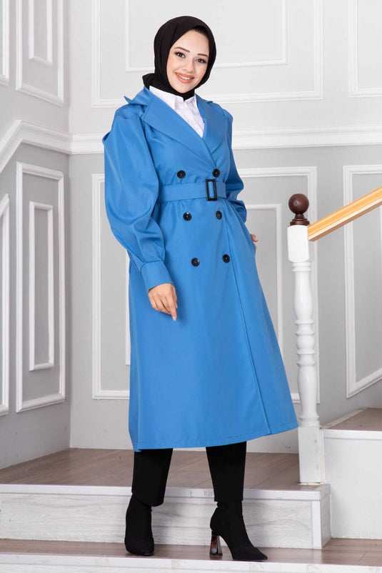 Derya Hijab Trench Blau