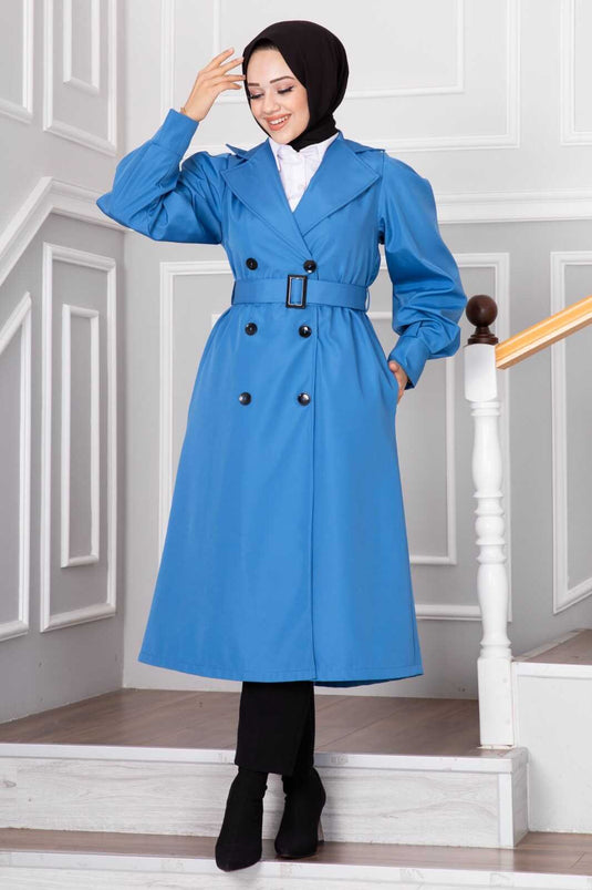 Derya Hijab Trench Blau