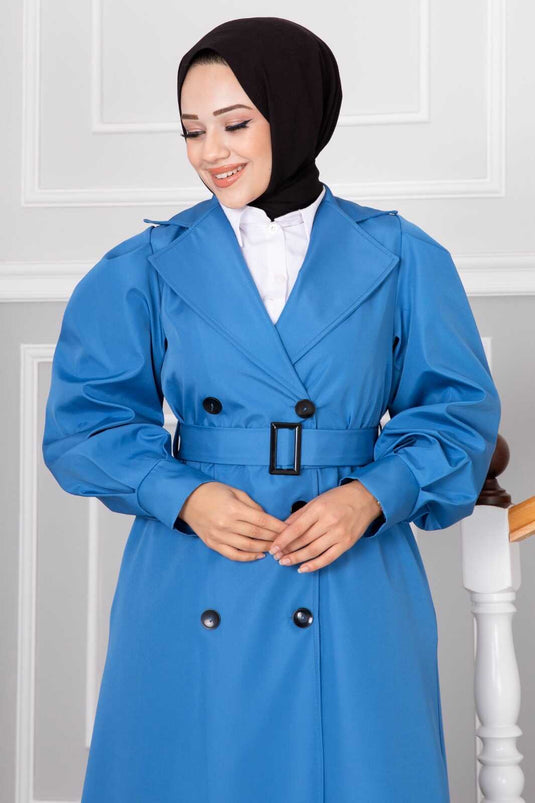 Derya Hijab Trench Blau