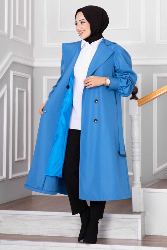 Derya Hijab Trench Blau