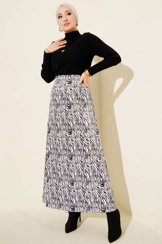 Patterned Satin Skirt Zebra