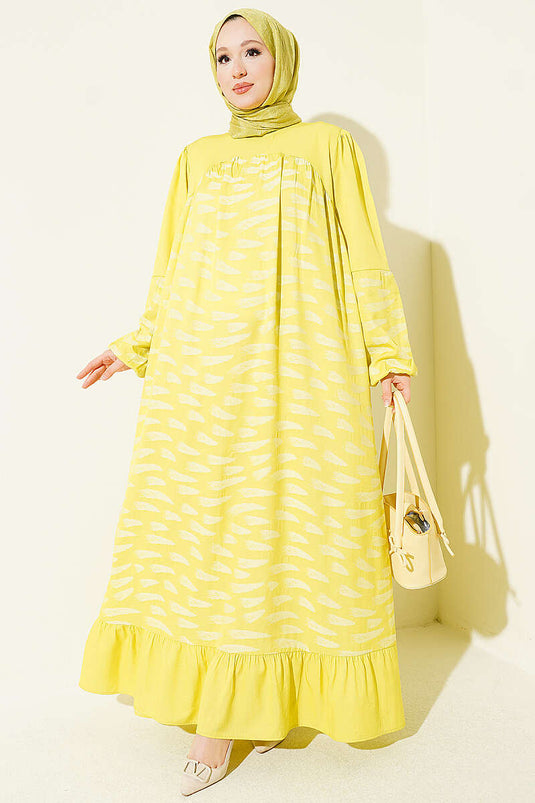 Robe Encolure Tricotée Jaune
