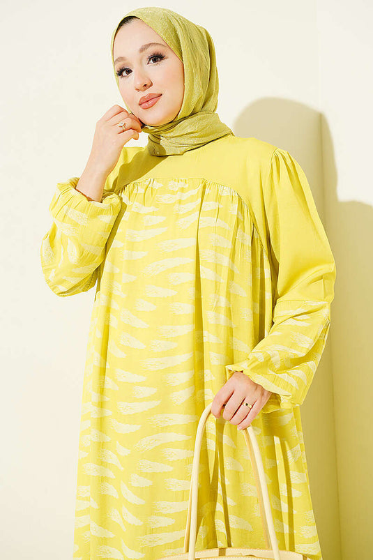 Robe Encolure Tricotée Jaune
