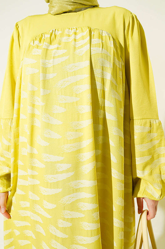 Robe Encolure Tricotée Jaune