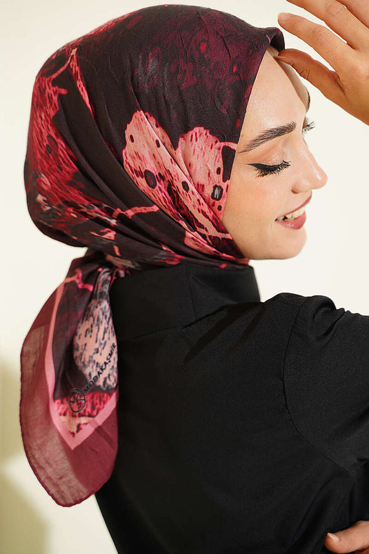 Écharpe Foulard En Bambou Ayda À Motifs Bordeaux