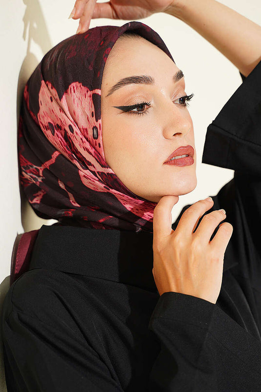 Écharpe Foulard En Bambou Ayda À Motifs Bordeaux
