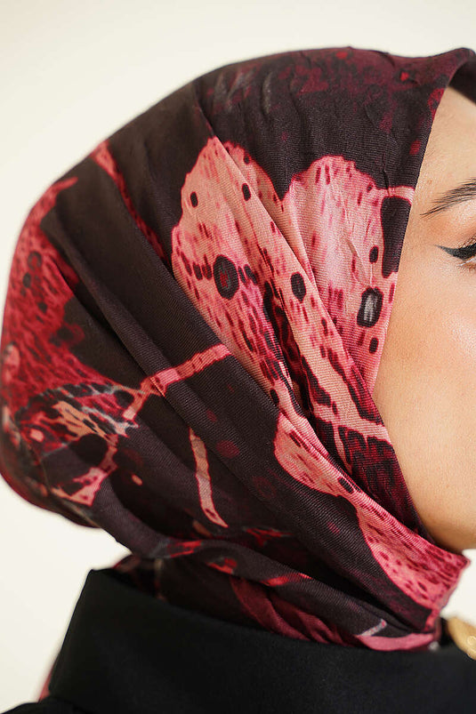 Écharpe Foulard En Bambou Ayda À Motifs Bordeaux