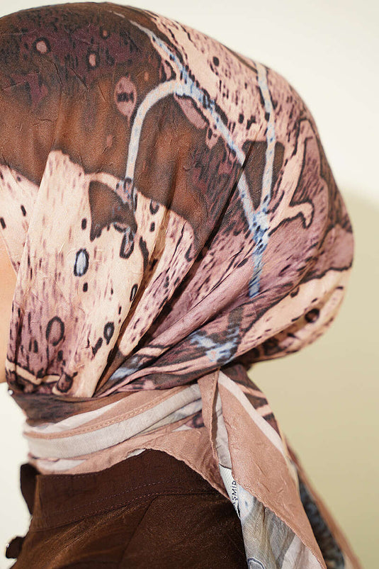 Foulard Ayda In Bambù Con Fantasia Camel