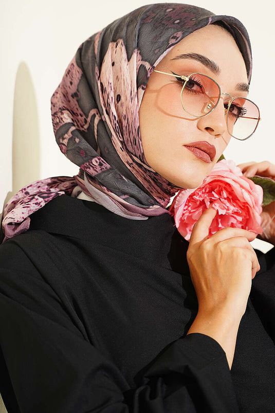 Écharpe Ayda En Bambou À Motifs Rose Kurusu