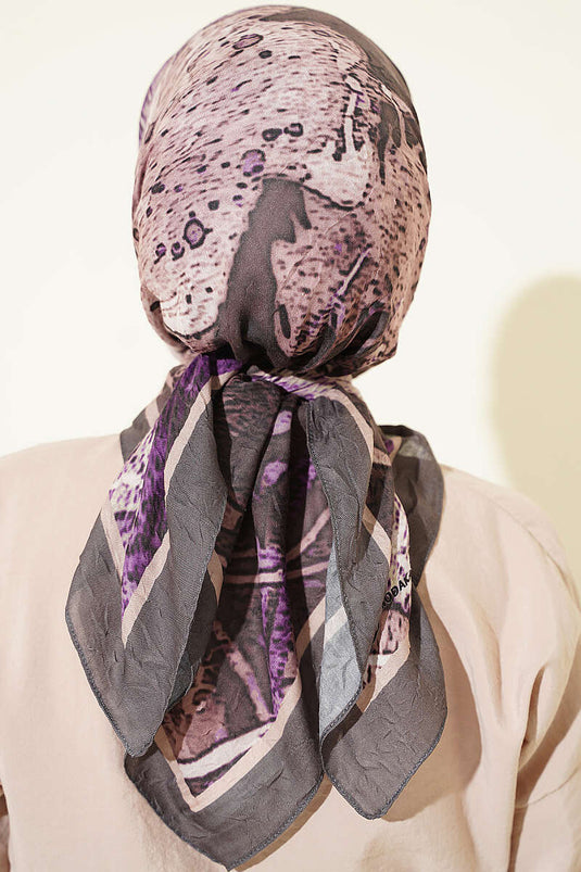 Desenli Ayda Bambu Kraş Eşarp Koyu Vizon