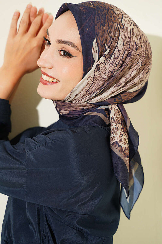 Écharpe Ayda En Bambou À Motifs Marine