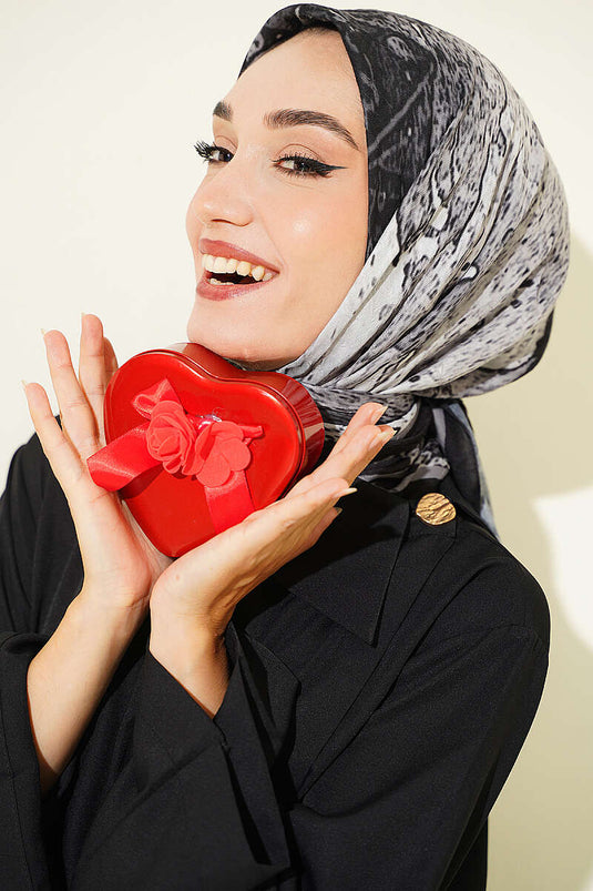 Patterned Ayda Bamboo Scarf Black