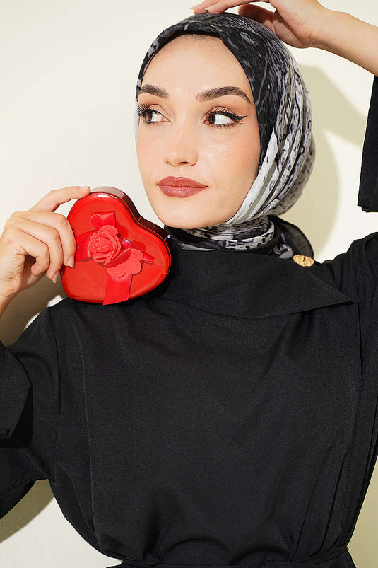 Patterned Ayda Bamboo Scarf Black