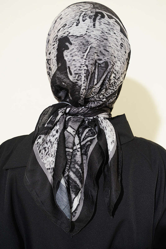 Patterned Ayda Bamboo Scarf Black