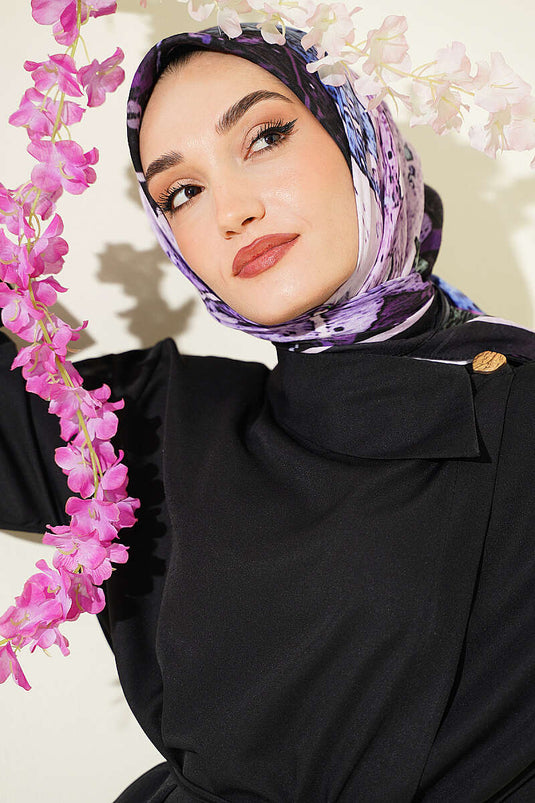 شال شال منقوش أيدا بامبو كراش أسود ليلا