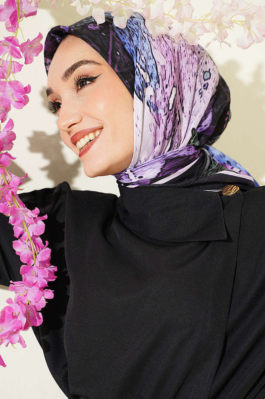 شال شال منقوش أيدا بامبو كراش أسود ليلا