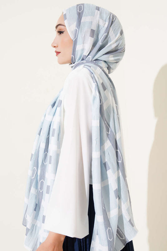 Desenli Bambu Kraş Şal Açık Gri