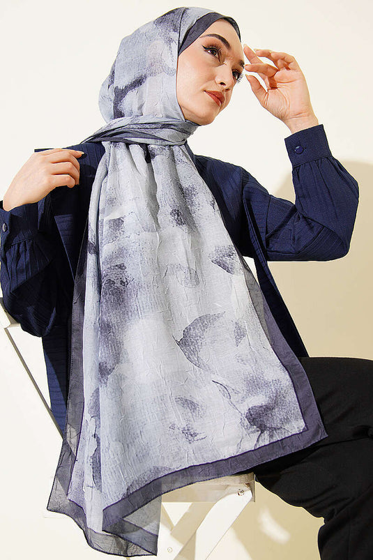 Écharpe En Bambou Tricoté À Motifs Gris Fumé