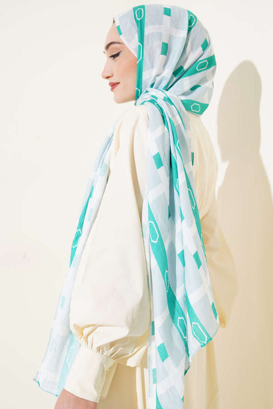 Desenli Bambu Kraş Şal Yeşil