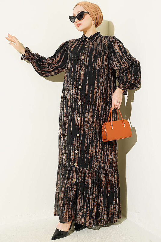 Robe À Motif À Taille Élastiquée En Mink