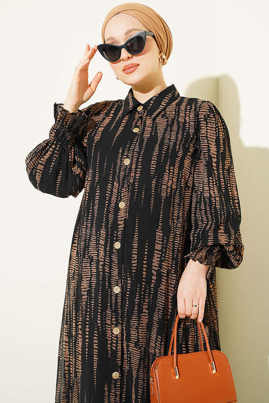 Robe À Motif À Taille Élastiquée En Mink