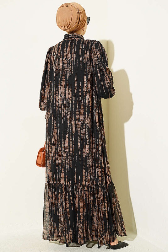 Robe À Motif À Taille Élastiquée En Mink