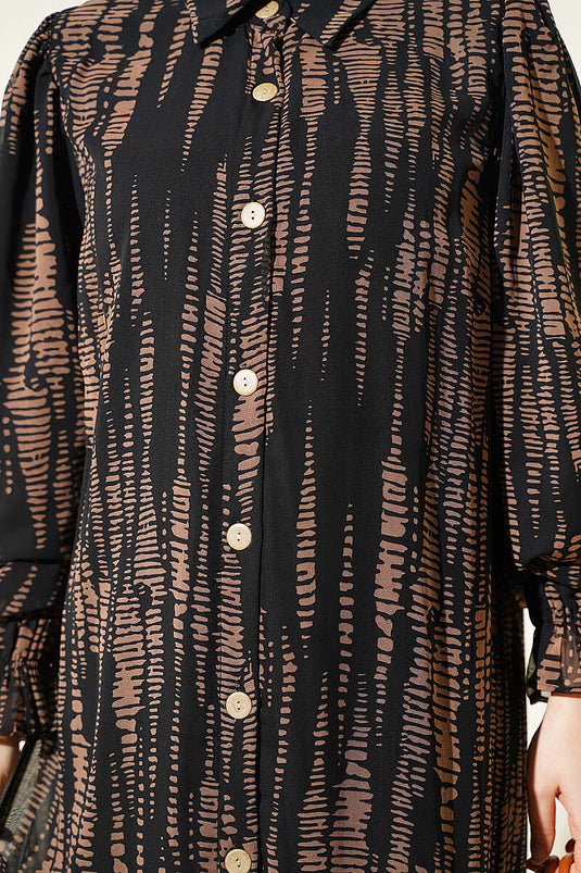 Robe À Motif À Taille Élastiquée En Mink