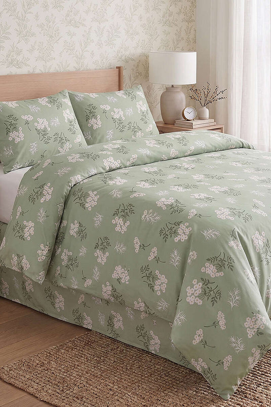 Ensemble de housse de couette double à motif, vert avocat