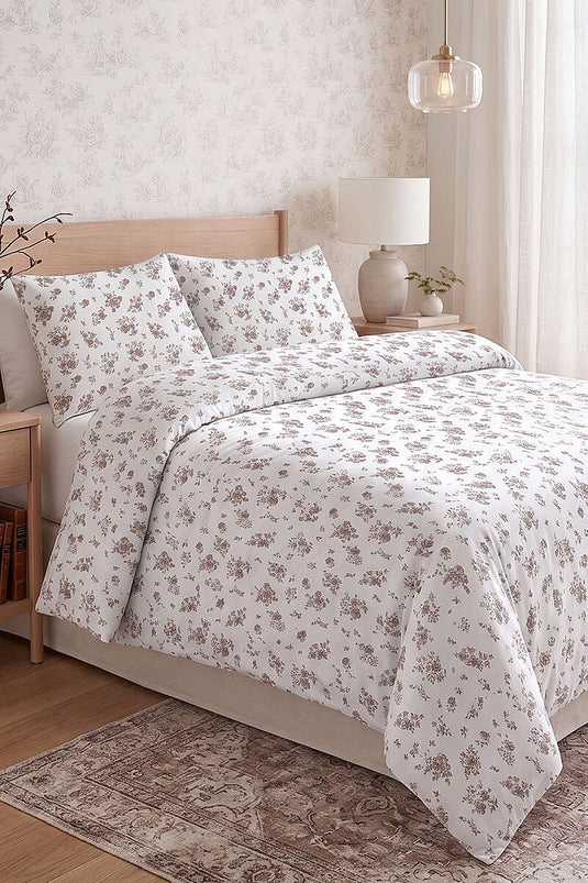 Ensemble de housse de couette double à motifs marron