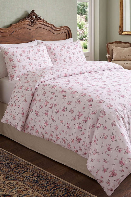 Ensemble de housse de couette double à motifs rose