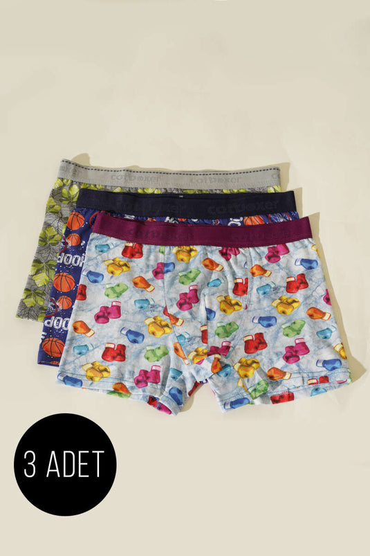 Patterned Cotton Boxer Shorts, 3-Pack, Lycra Printed Boxer Shorts, Assorted (1)