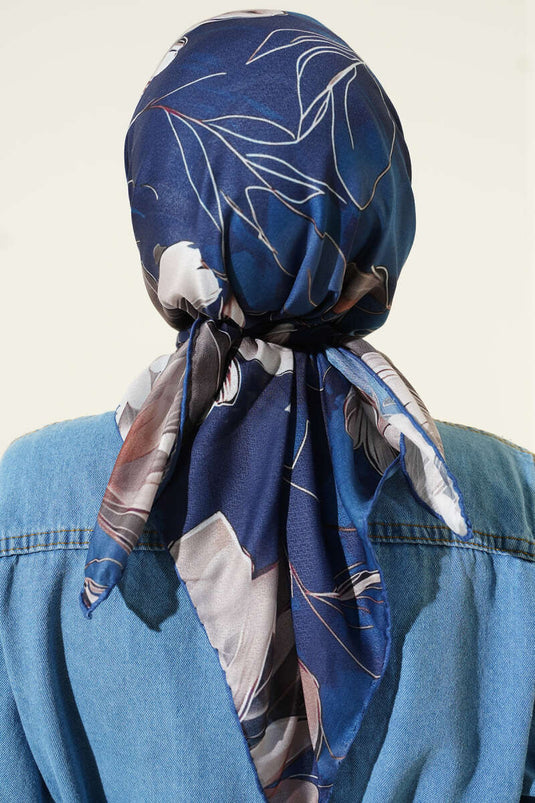Desenli Demore Lacivert Serisi Eşarp Asorti 9
