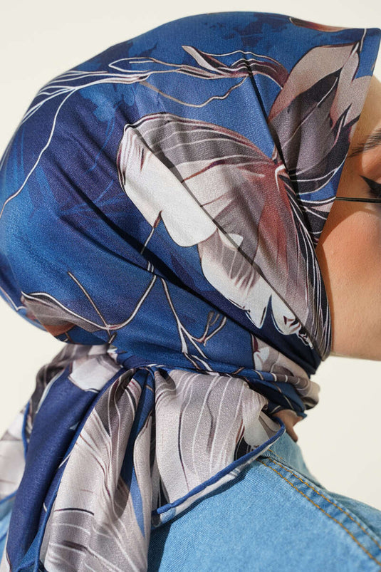 Desenli Demore Lacivert Serisi Eşarp Asorti 9