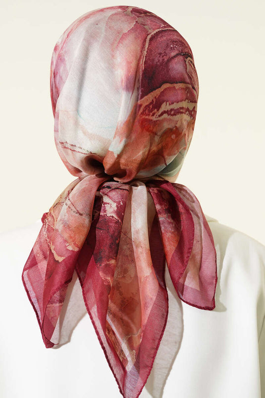 Patterned Digital Print Scarf, Burgundy