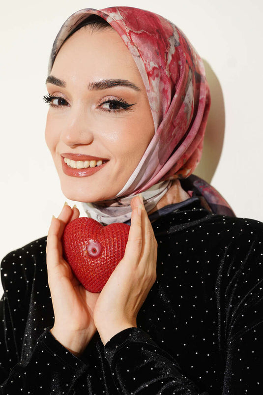 Patterned Digital Print Scarf, Rose Pink