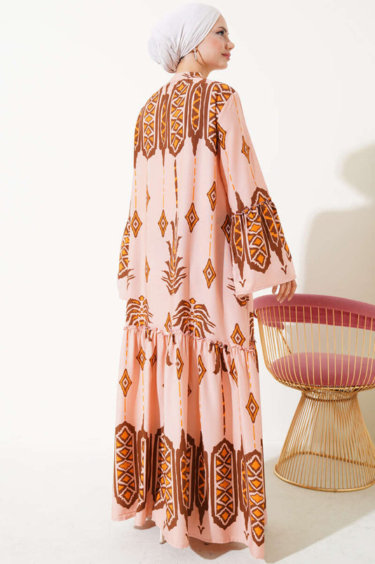 Robe de sol boutonnée à motifs Dusty Rose