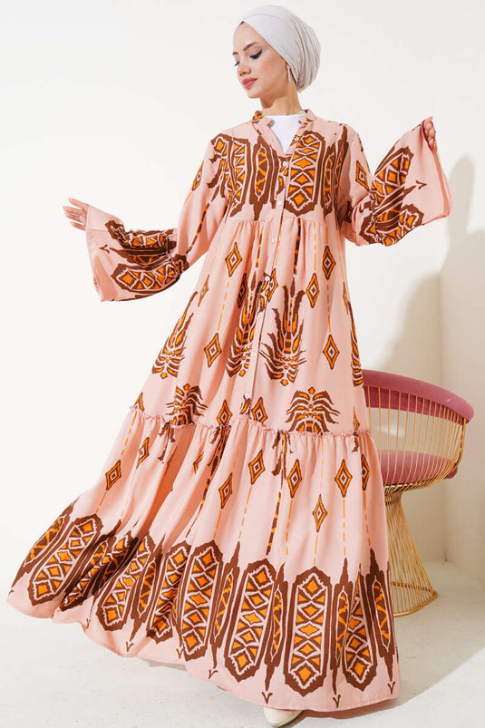 Robe de sol boutonnée à motifs Dusty Rose